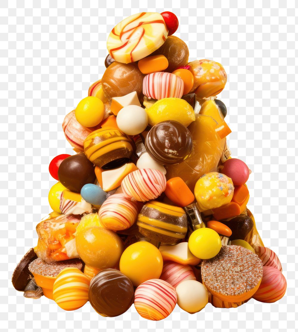 PNG  Delicious candy arrangement confectionery dessert yellow. AI generated Image by rawpixel.