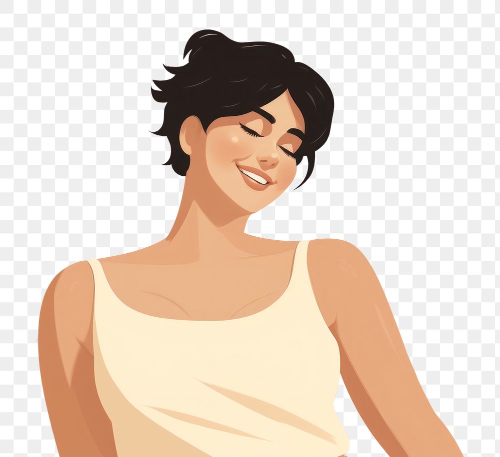 PNG Happy Chubby woman portrait smiling drawing. AI generated Image by rawpixel.