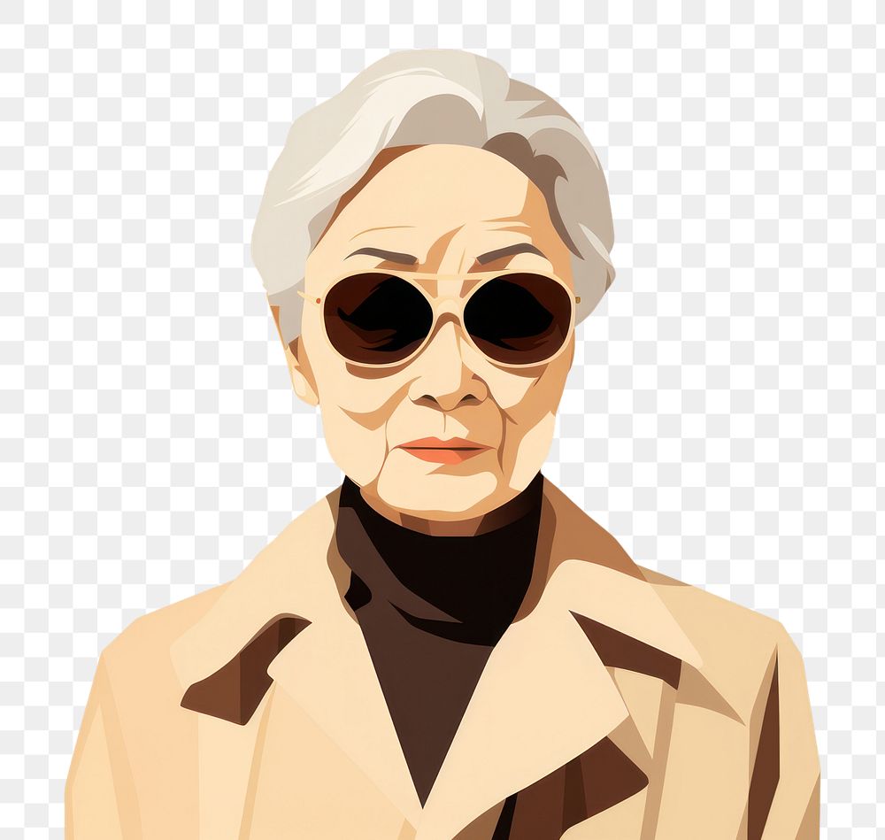 PNG Old asian woman sunglasses portrait adult. AI generated Image by rawpixel.