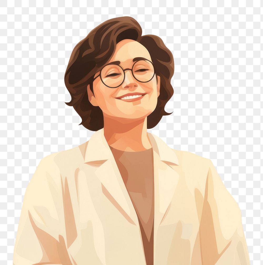 PNG Chubby doctor woman portrait smiling adult. AI generated Image by rawpixel.