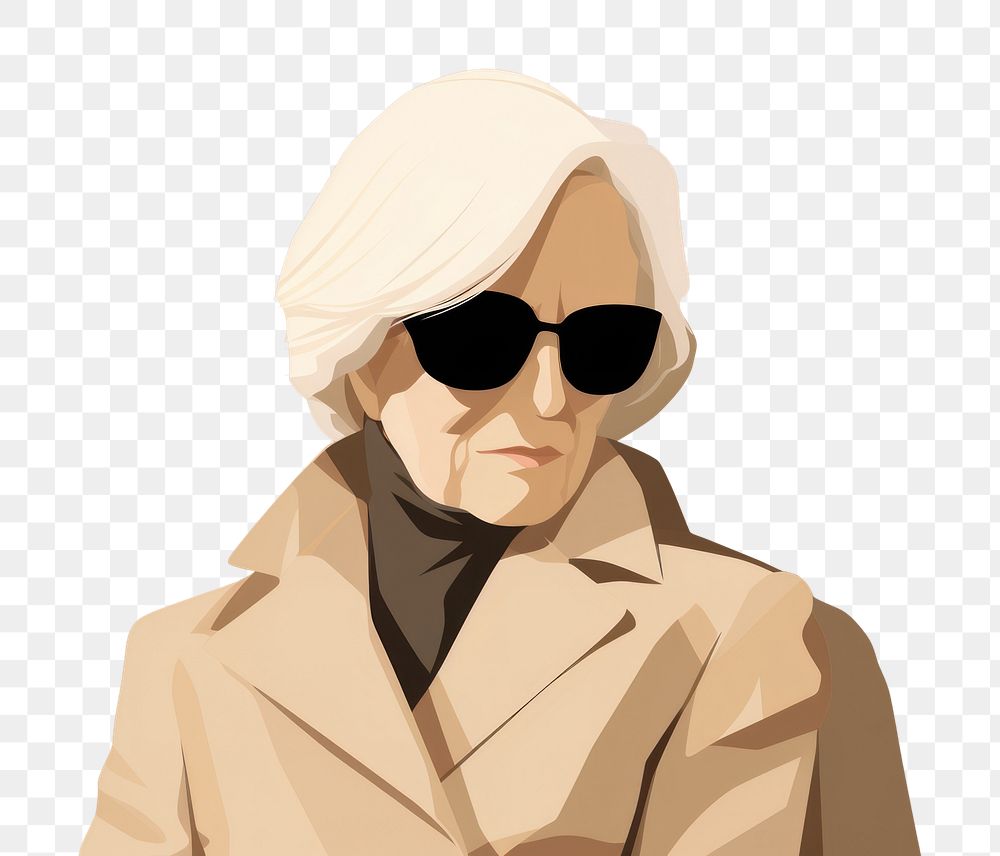 PNG Old woman sunglasses portrait sketch. AI generated Image by rawpixel.