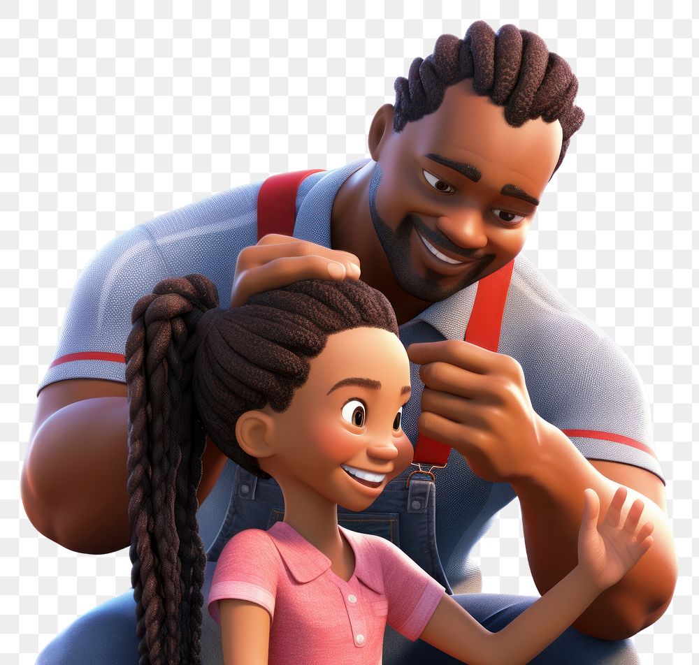 PNG Cartoon father braid togetherness. AI generated Image by rawpixel.