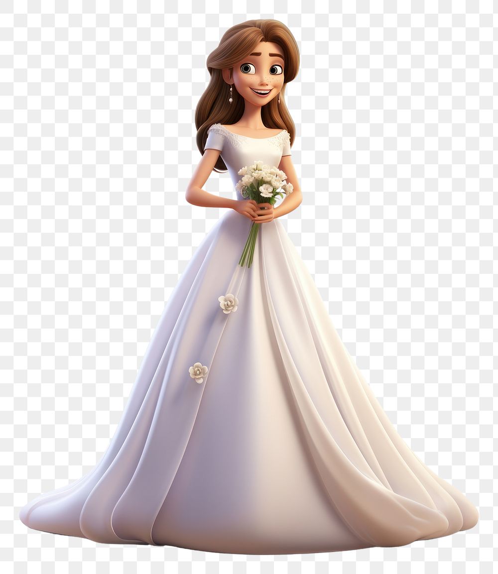 PNG Wearing wedding dress figurine fashion cartoon. 