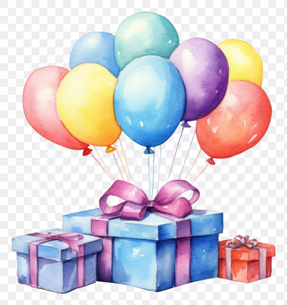 PNG Gift box birthday balloon party. AI generated Image by rawpixel.