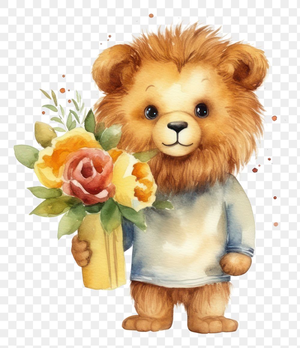 PNG Cute lion flower plant toy. 