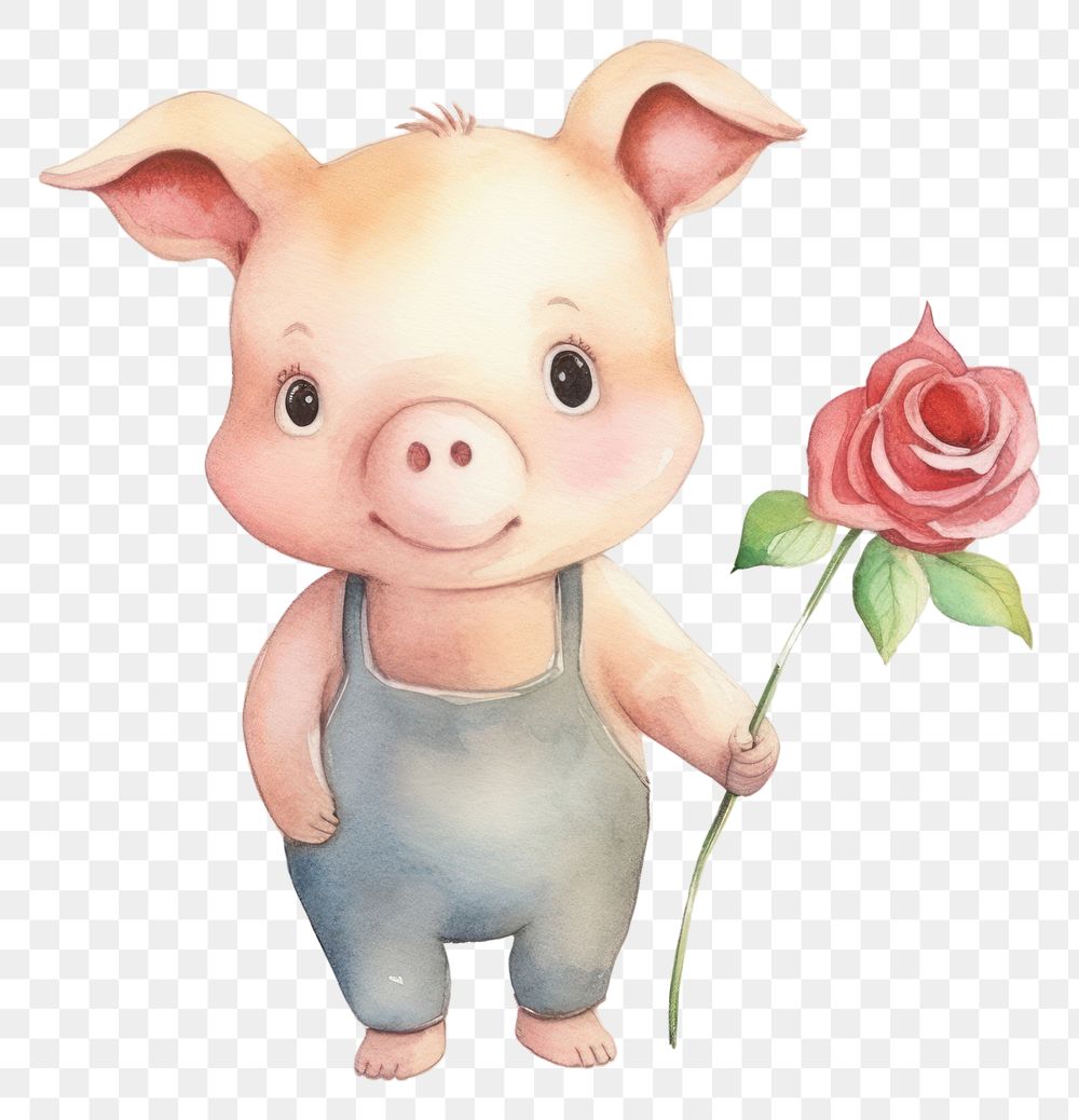 PNG Cute pig flower mammal animal. AI generated Image by rawpixel.