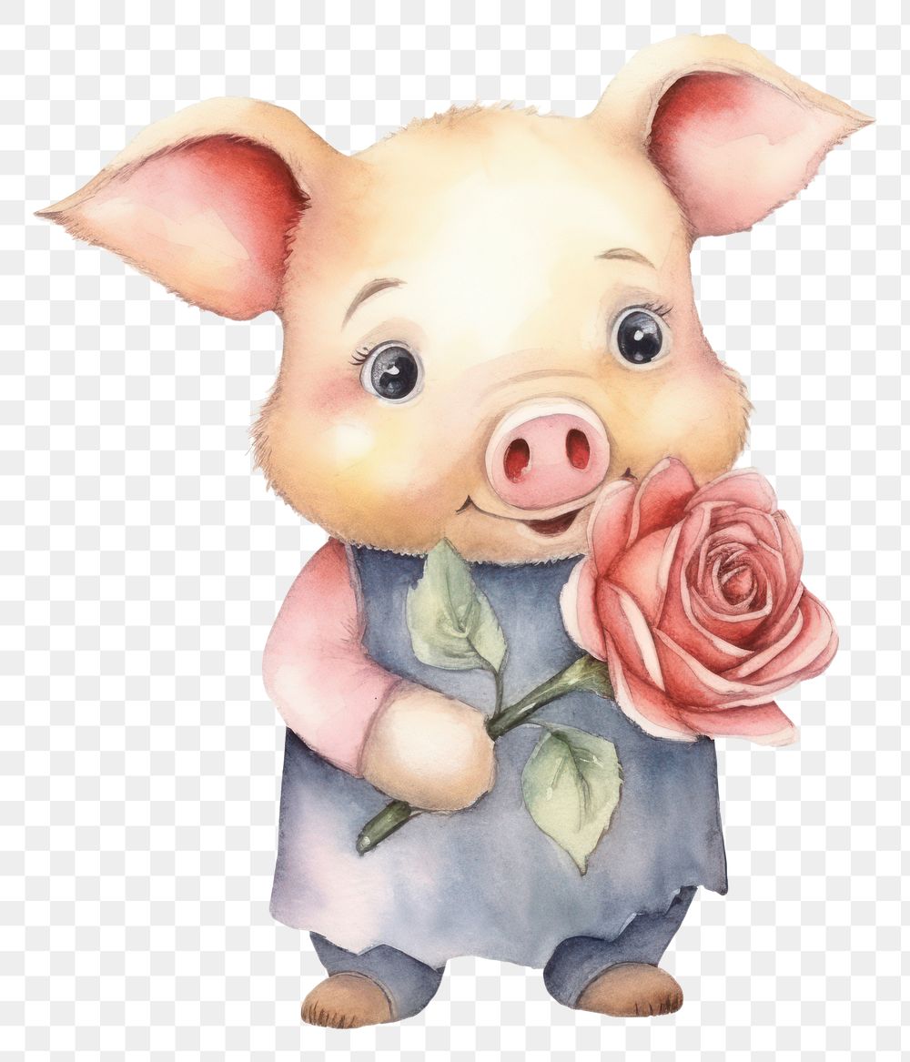 PNG Cute pig animal mammal flower. AI generated Image by rawpixel.