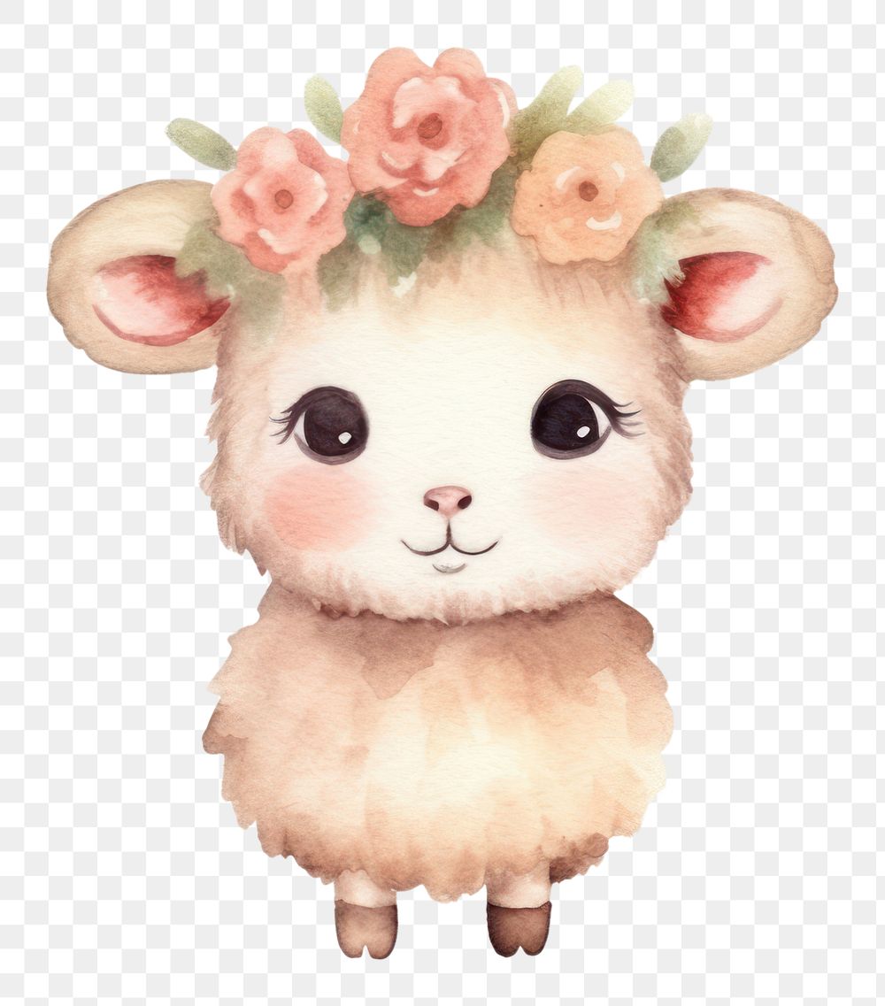 PNG Cute sheep animal flower mammal. AI generated Image by rawpixel.