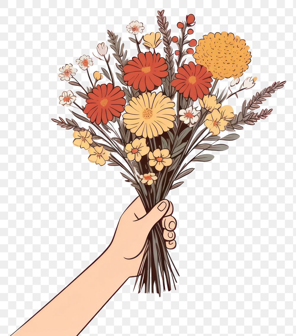 PNG Flowers holding drawing plant. 