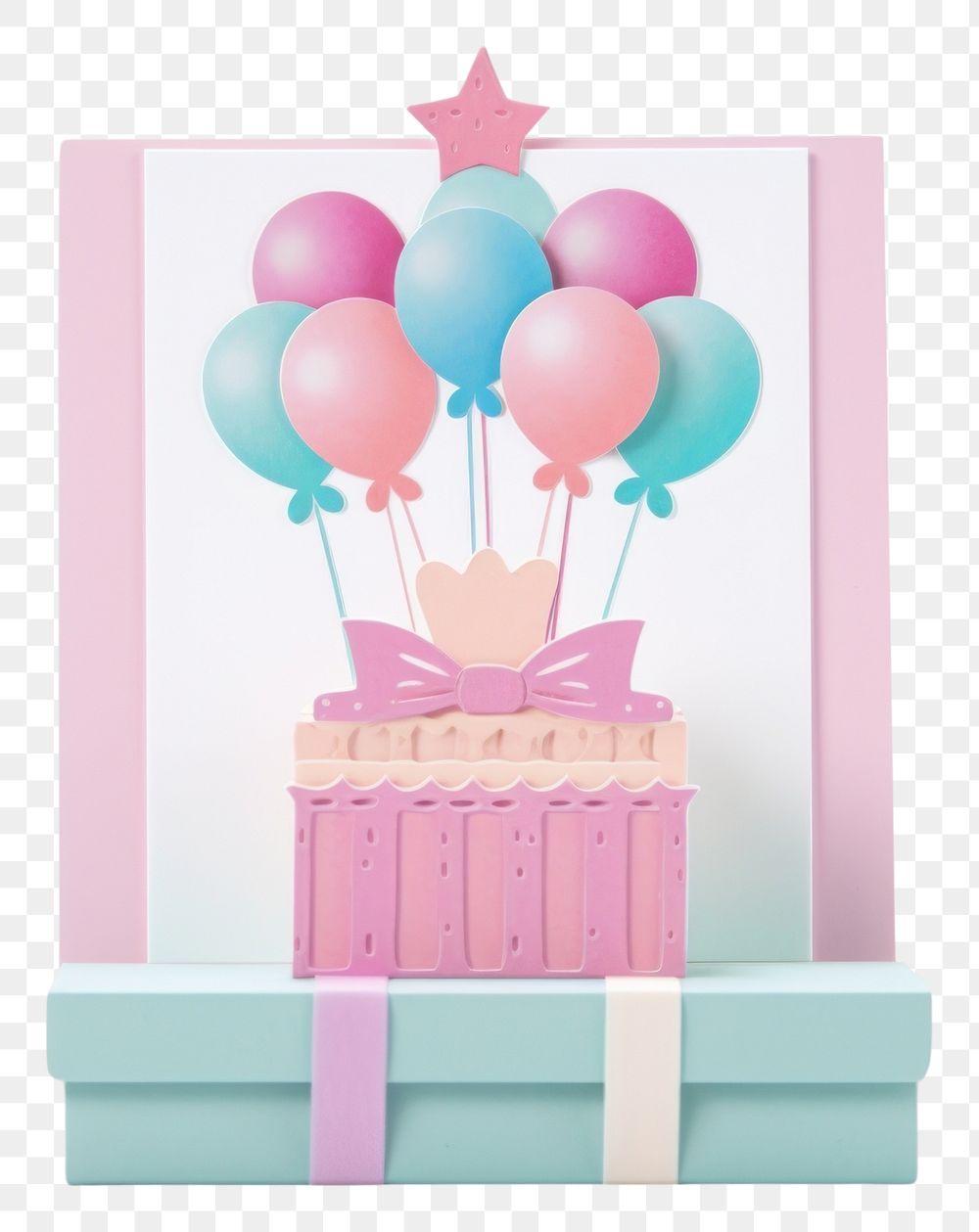 PNG Birthday card balloon dessert paper. 