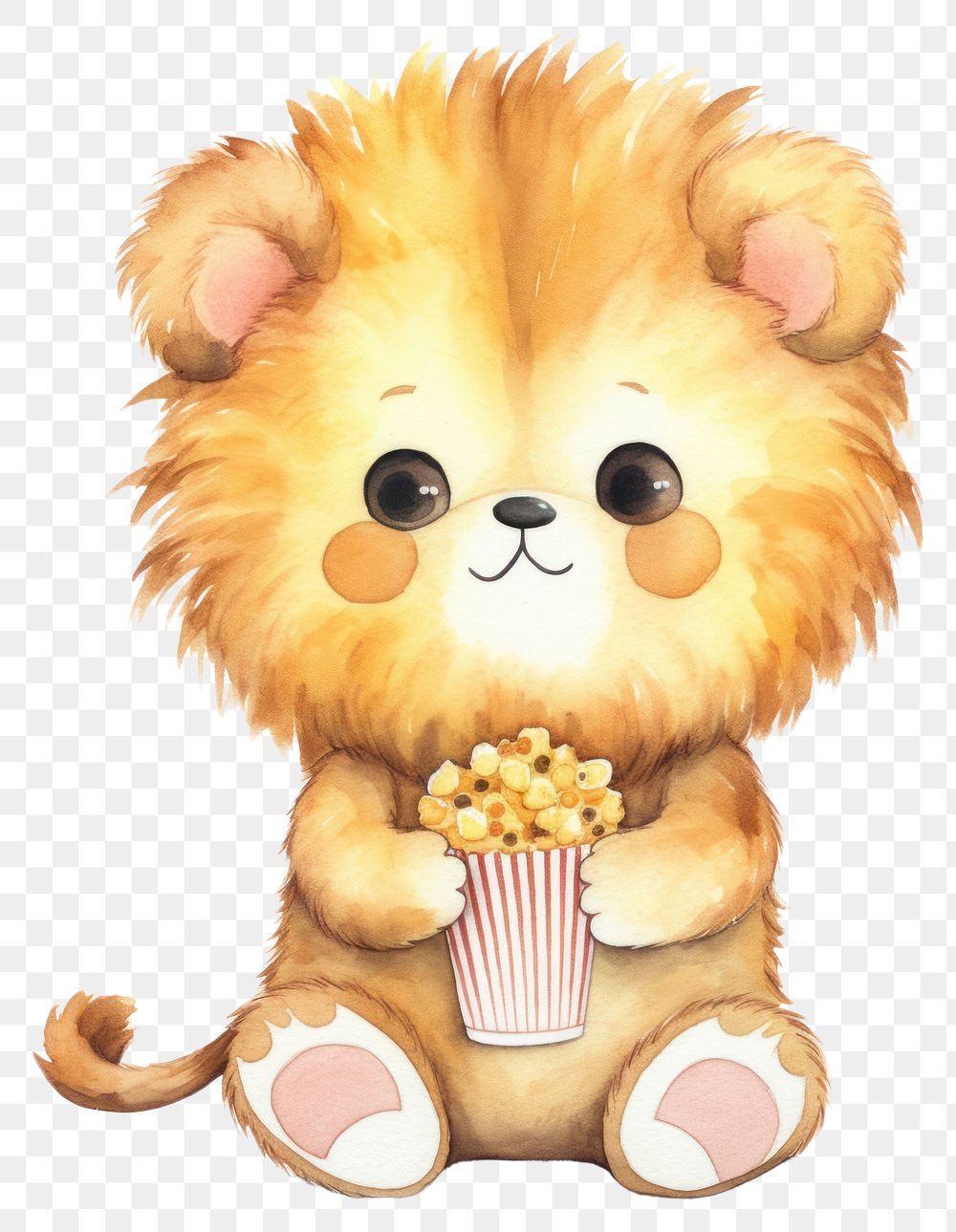 PNG Popcorn cartoon mammal animal. AI generated Image by rawpixel.