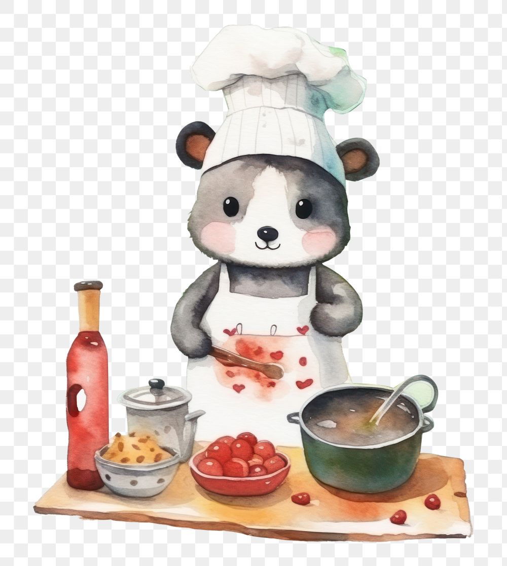 PNG Characters ferret cooking cartoon cute food. AI generated Image by rawpixel.