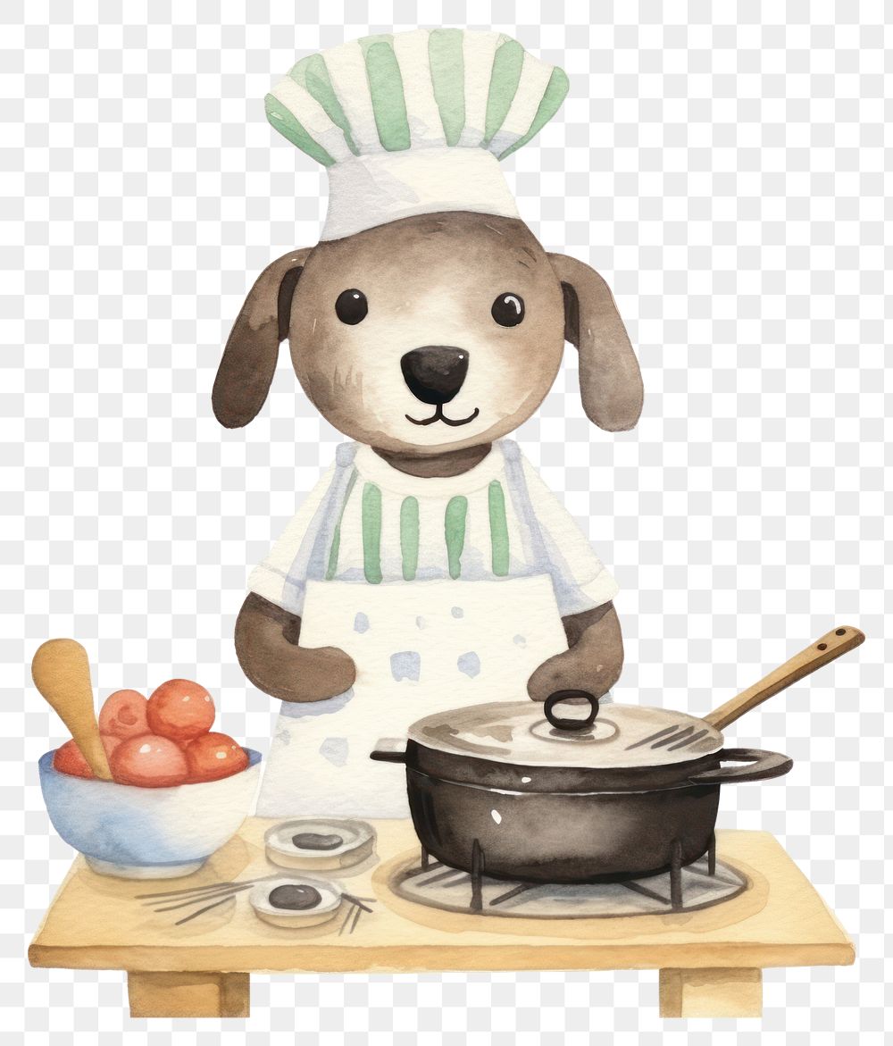 PNG Dog cooking cartoon cute food. AI generated Image by rawpixel.