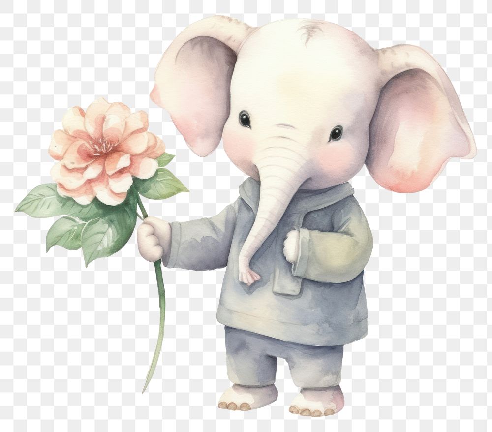 PNG Elephant flower mammal animal. AI generated Image by rawpixel.
