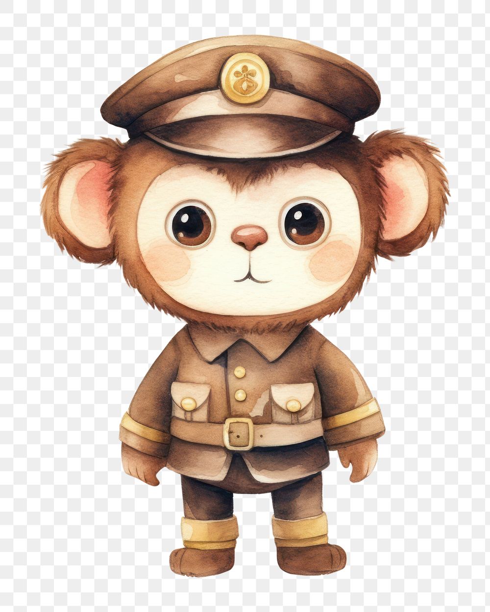 PNG Monkey post officer cartoon cute toy. 