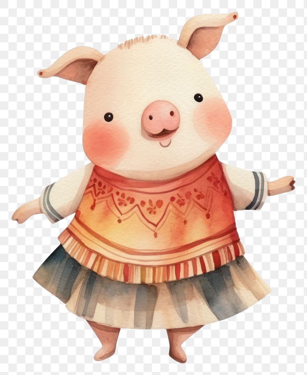 PNG Pig dancer costume cartoon cute toy. AI generated Image by rawpixel.