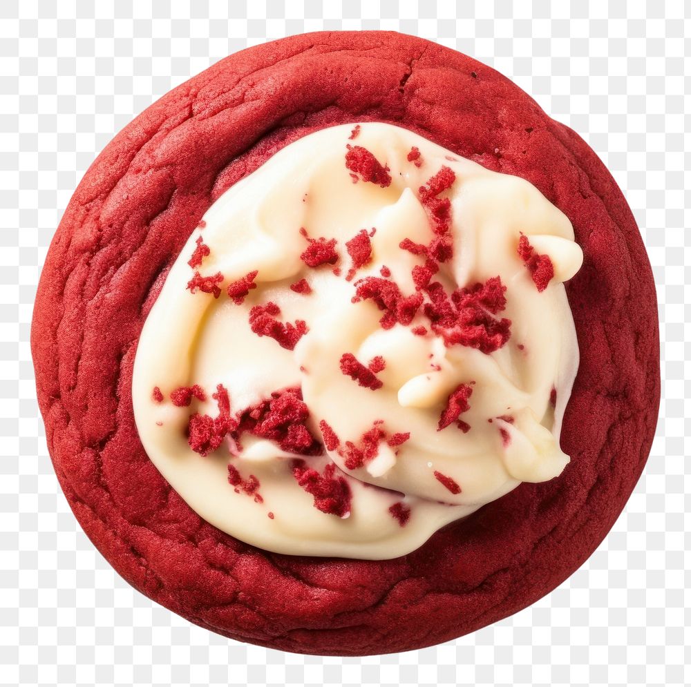PNG Red velvet cookie chocolate dessert icing. AI generated Image by rawpixel.