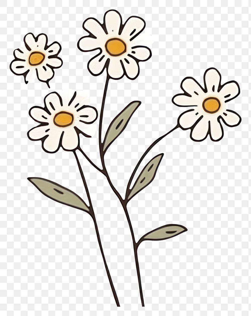 PNG  Botanical daisy drawing flower sketch. AI generated Image by rawpixel.