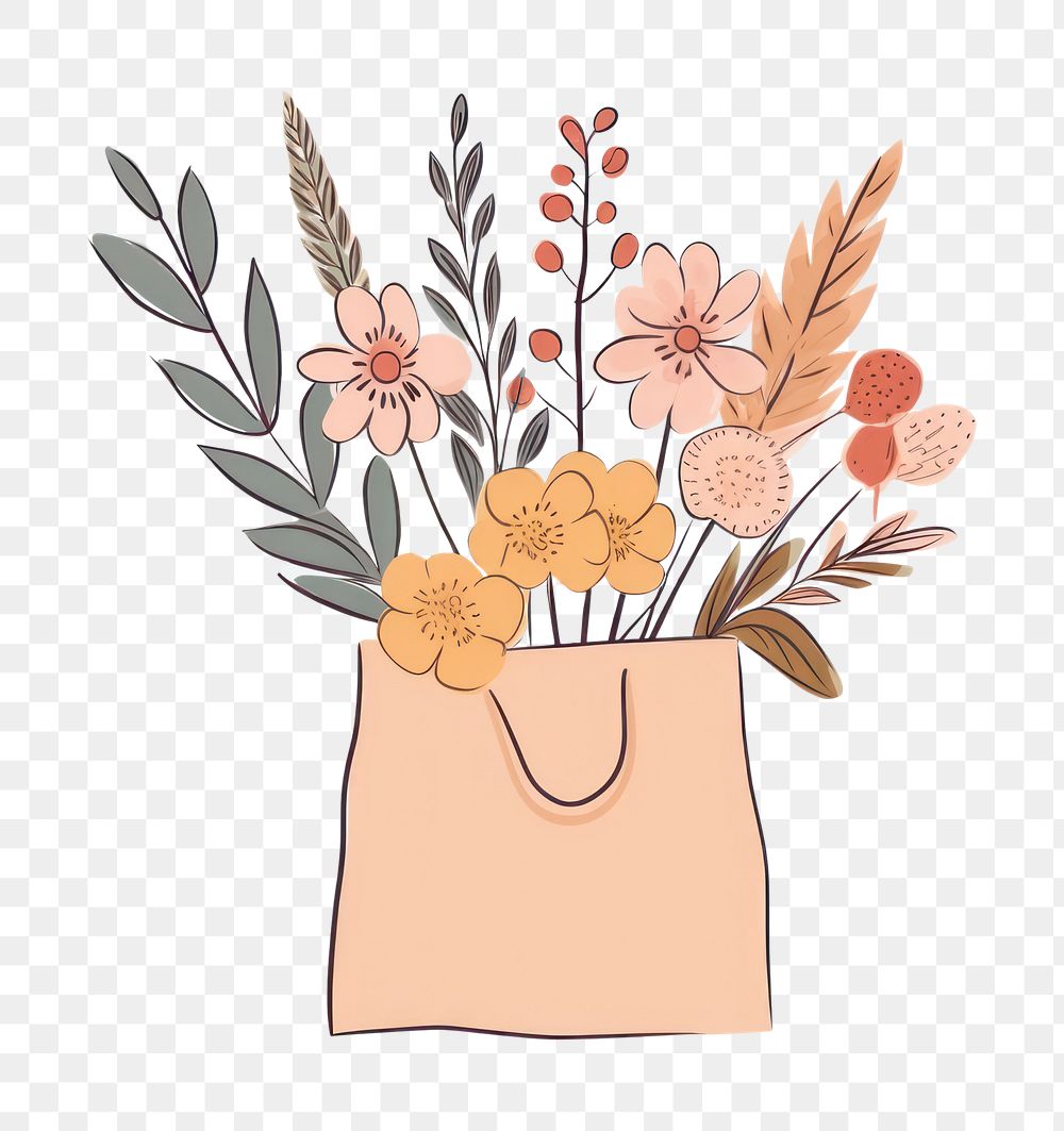 PNG  Flower bag handbag plant. AI generated Image by rawpixel.