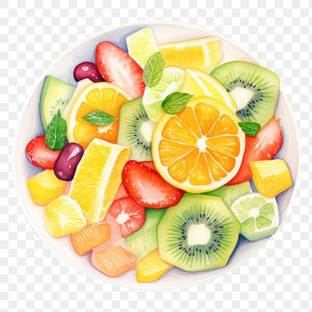 PNG Fruits salad plate plant food. AI generated Image by rawpixel.