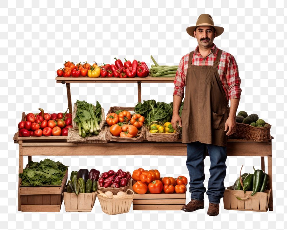 PNG  Vegetable market farmer adult. AI generated Image by rawpixel.