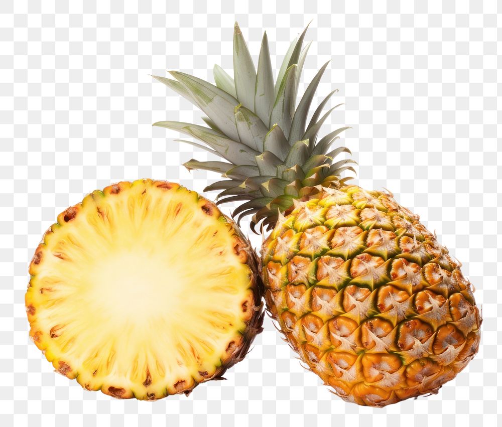PNG Half ripe pineapple fruit plant food. AI generated Image by rawpixel.