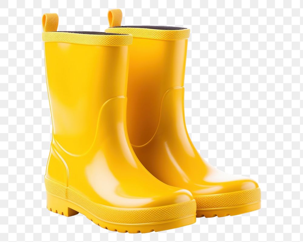 PNG Yellow rubber boots footwear shoe white background. AI generated Image by rawpixel.
