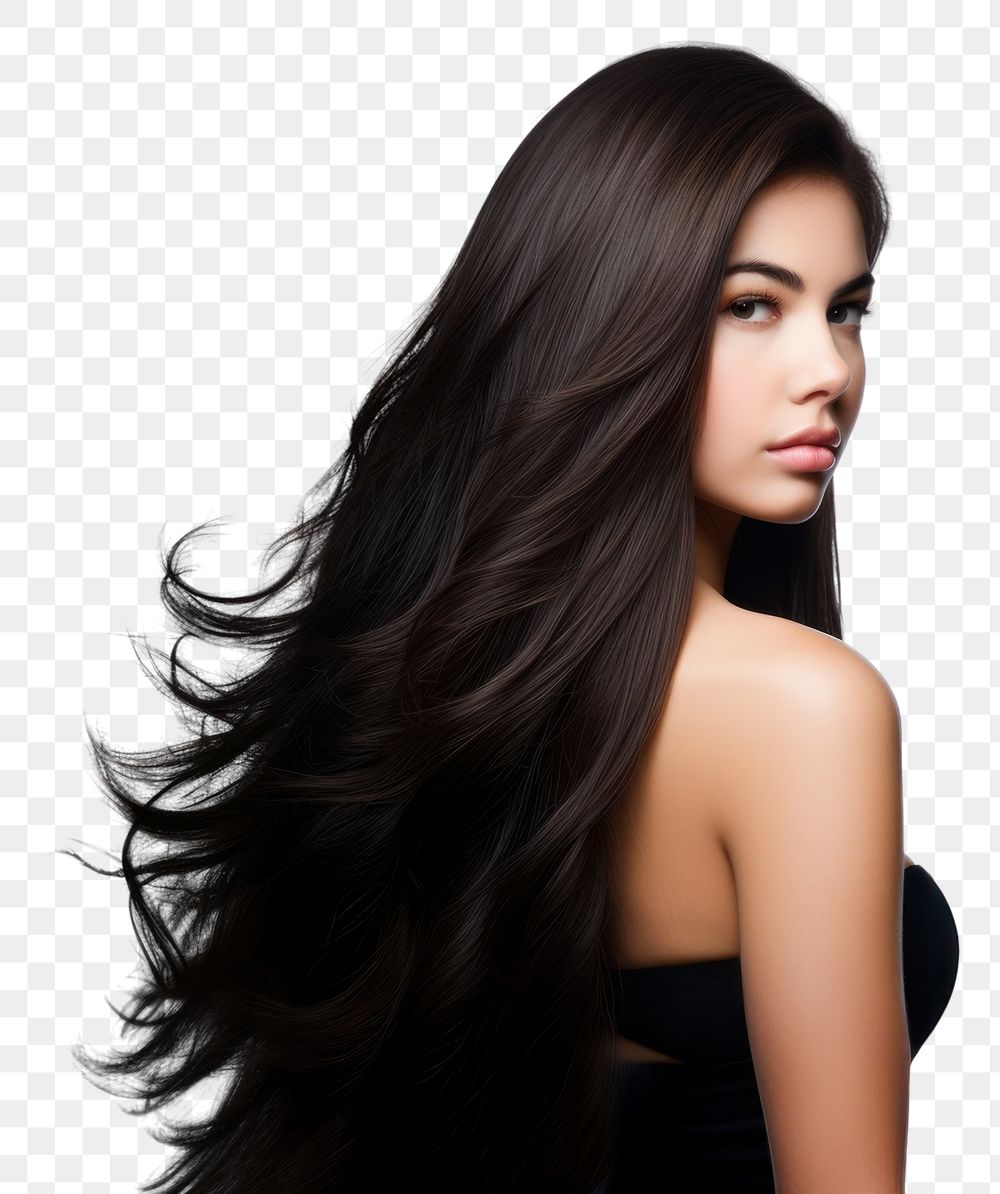 PNG Beautiful black hair portrait adult photo. AI generated Image by rawpixel.