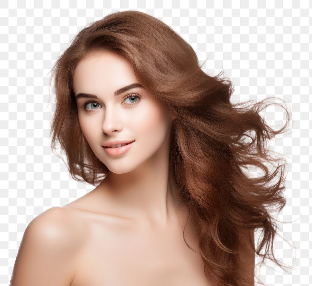 PNG Beautiful brown-hair woman portrait adult photo. AI generated Image by rawpixel.