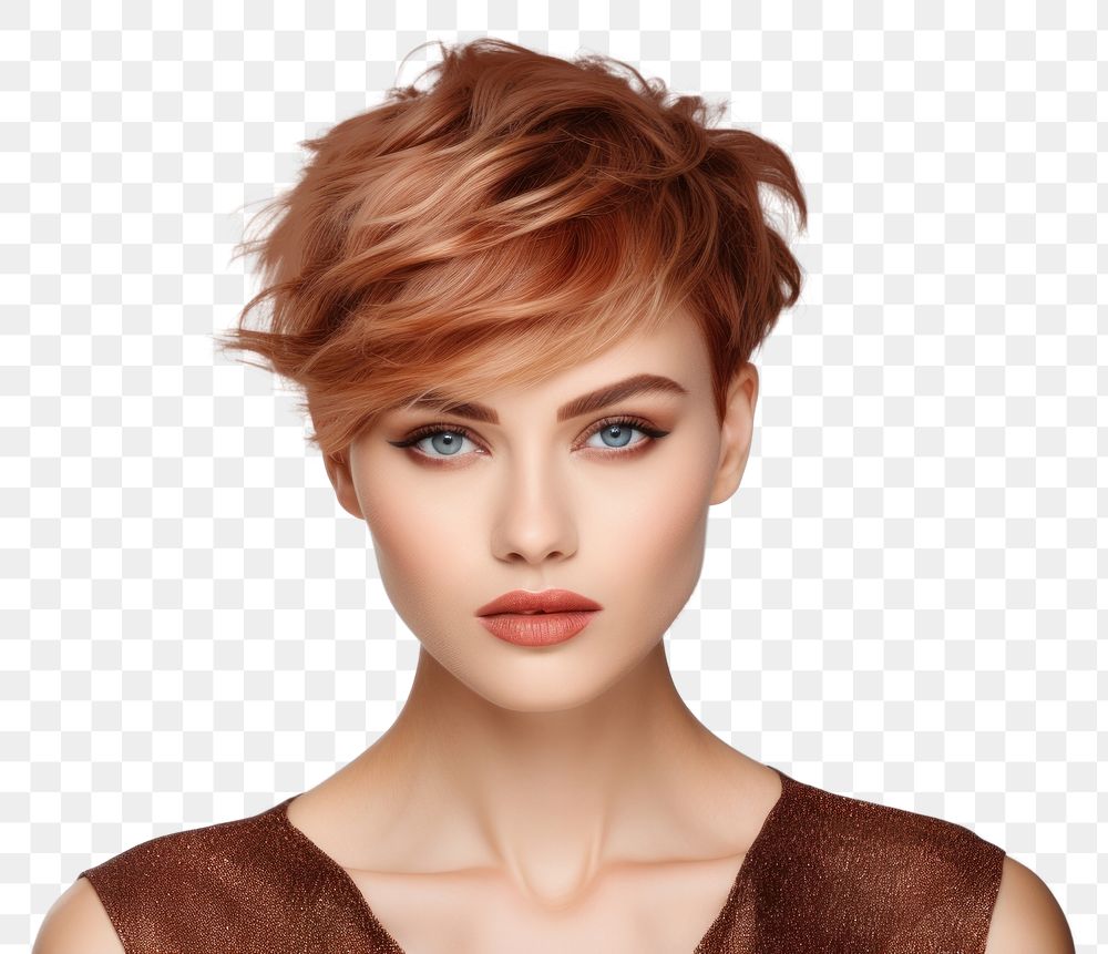PNG Beautiful short hair portrait adult photo. AI generated Image by rawpixel.