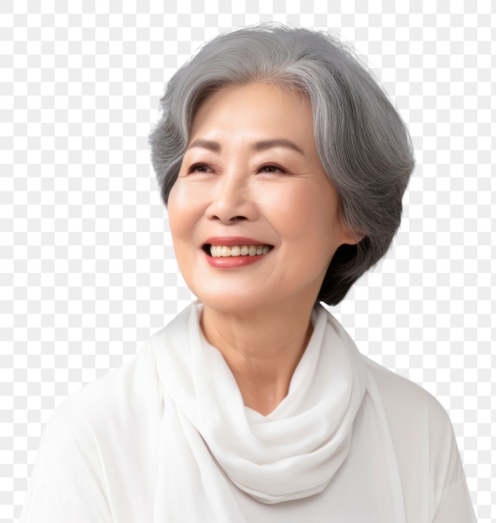 PNG Senior asian woman smiling adult smile. 