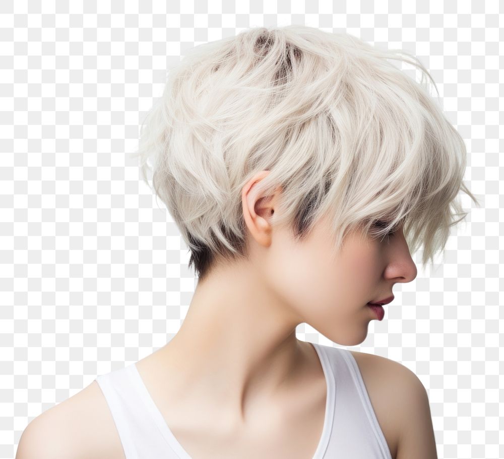 PNG Short hair contemplation individuality hairstyle. AI generated Image by rawpixel.