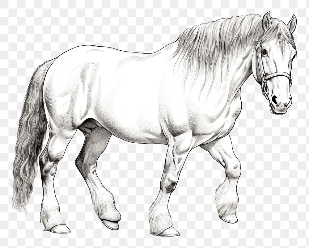 PNG Clydesdale horse drawing animal mammal. AI generated Image by rawpixel.