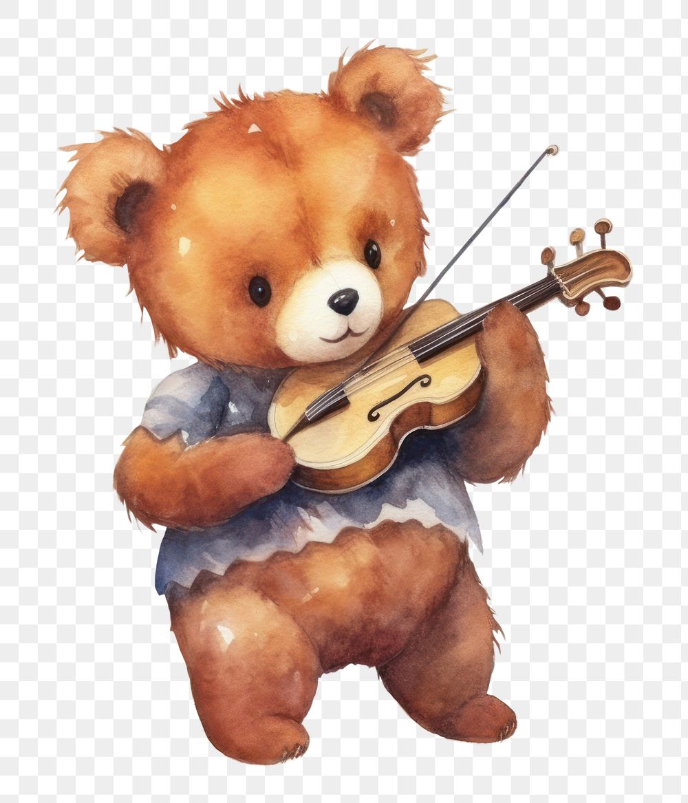 PNG Bear violin mammal animal. AI generated Image by rawpixel.