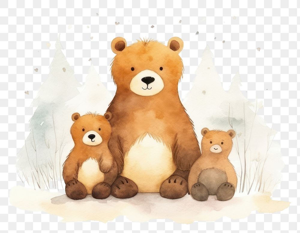 PNG Bear family mammal animal toy. AI generated Image by rawpixel.