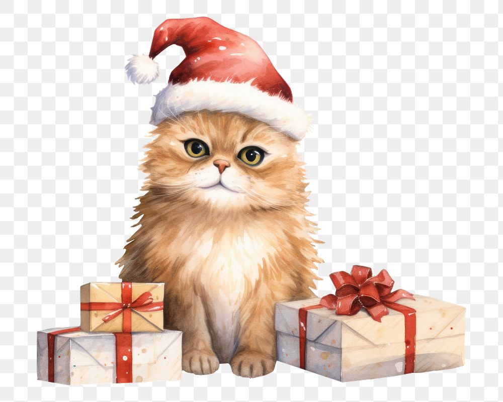 PNG Chrismas cat mammal animal paper