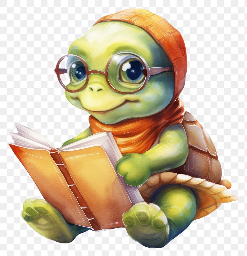 PNG Tortoise philosopher reading cute book. AI generated Image by rawpixel.