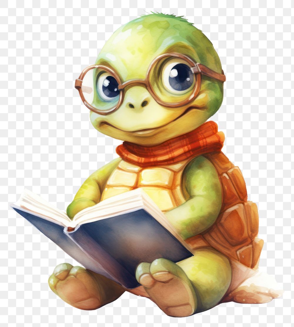 PNG Tortoise philosopher reading animal cute. AI generated Image by rawpixel.