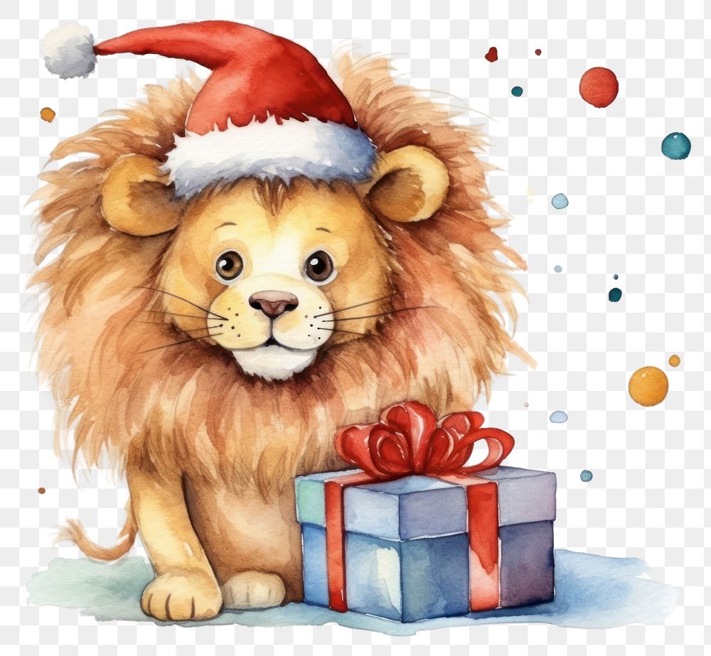 PNG Lion christmas mammal representation celebration. AI generated Image by rawpixel.