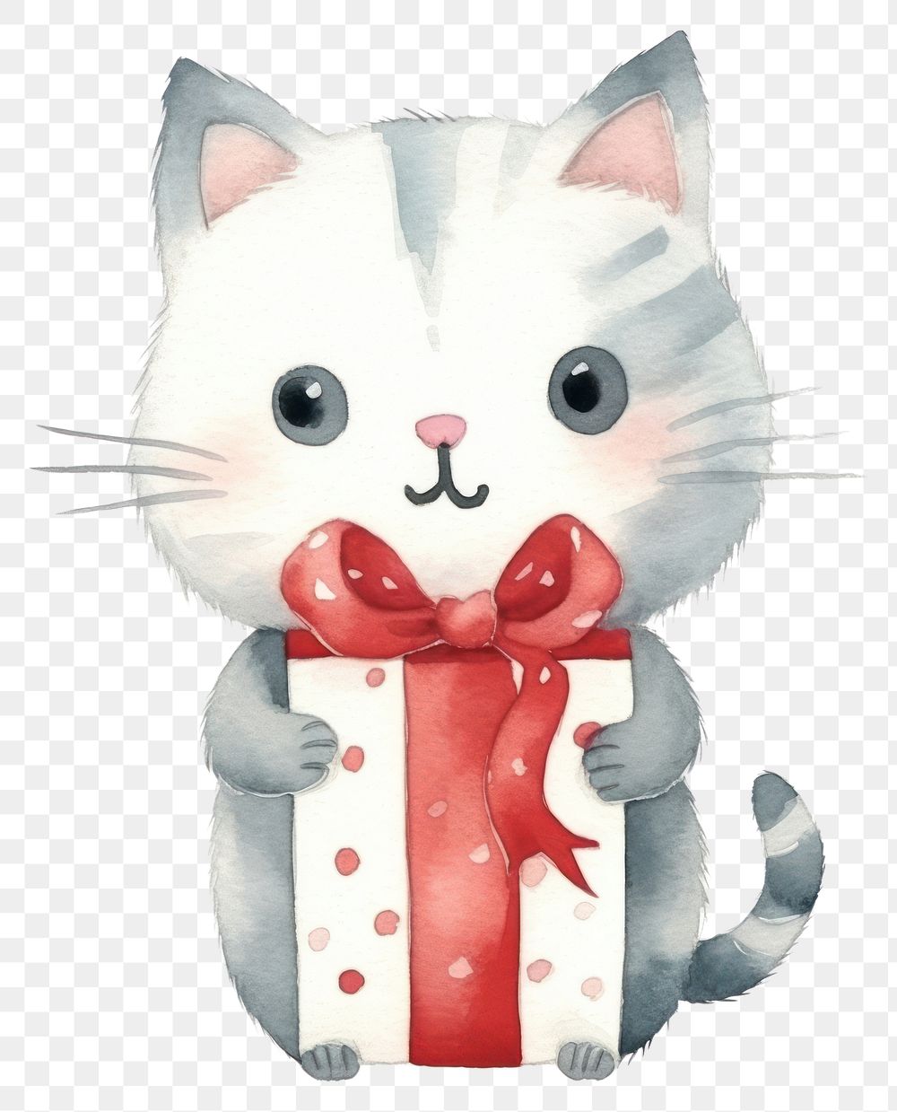 PNG Cat holding christmas present cartoon mammal animal. 