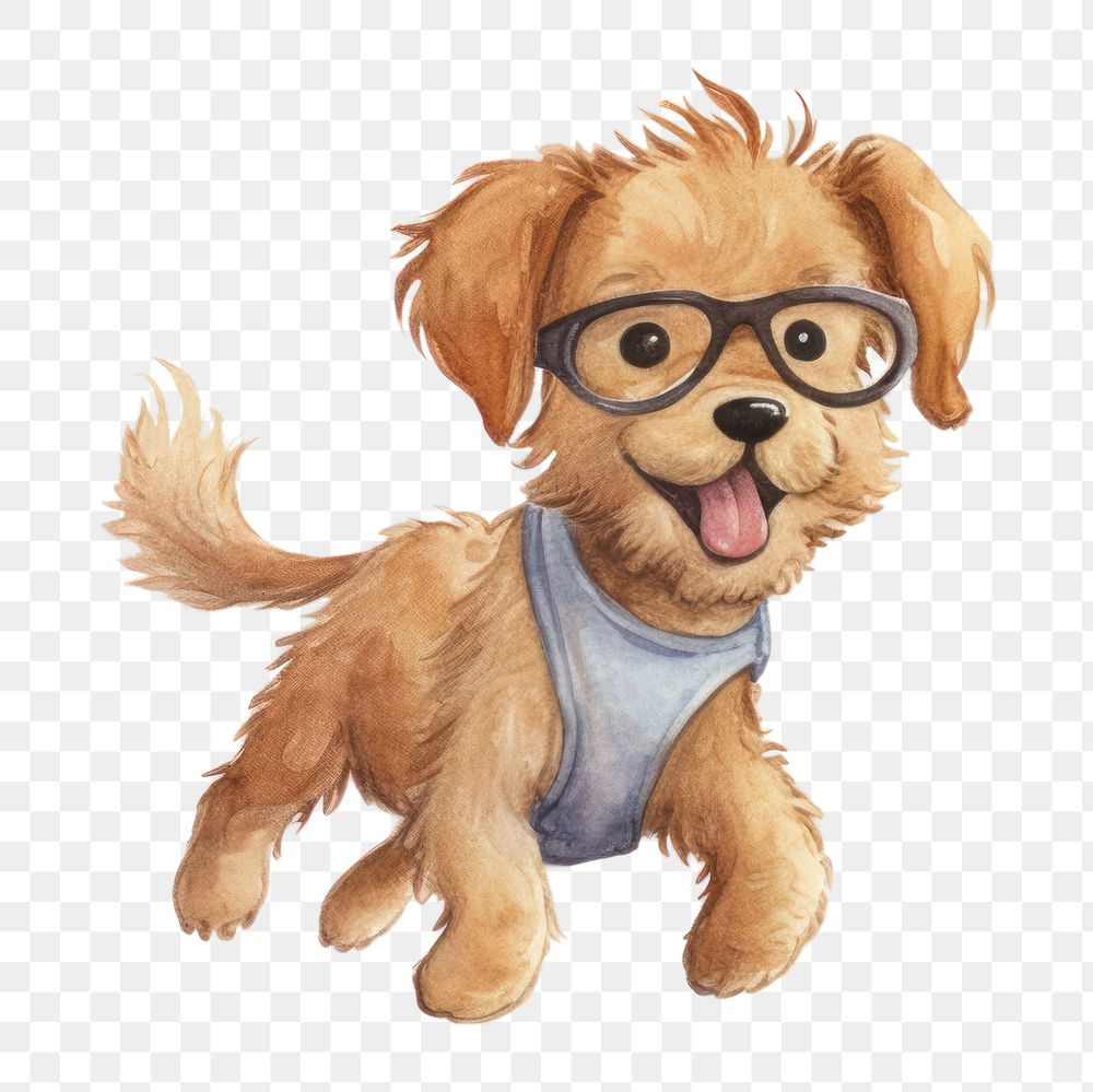 PNG A dog wearing glasses animal portrait drawing. AI generated Image by rawpixel.