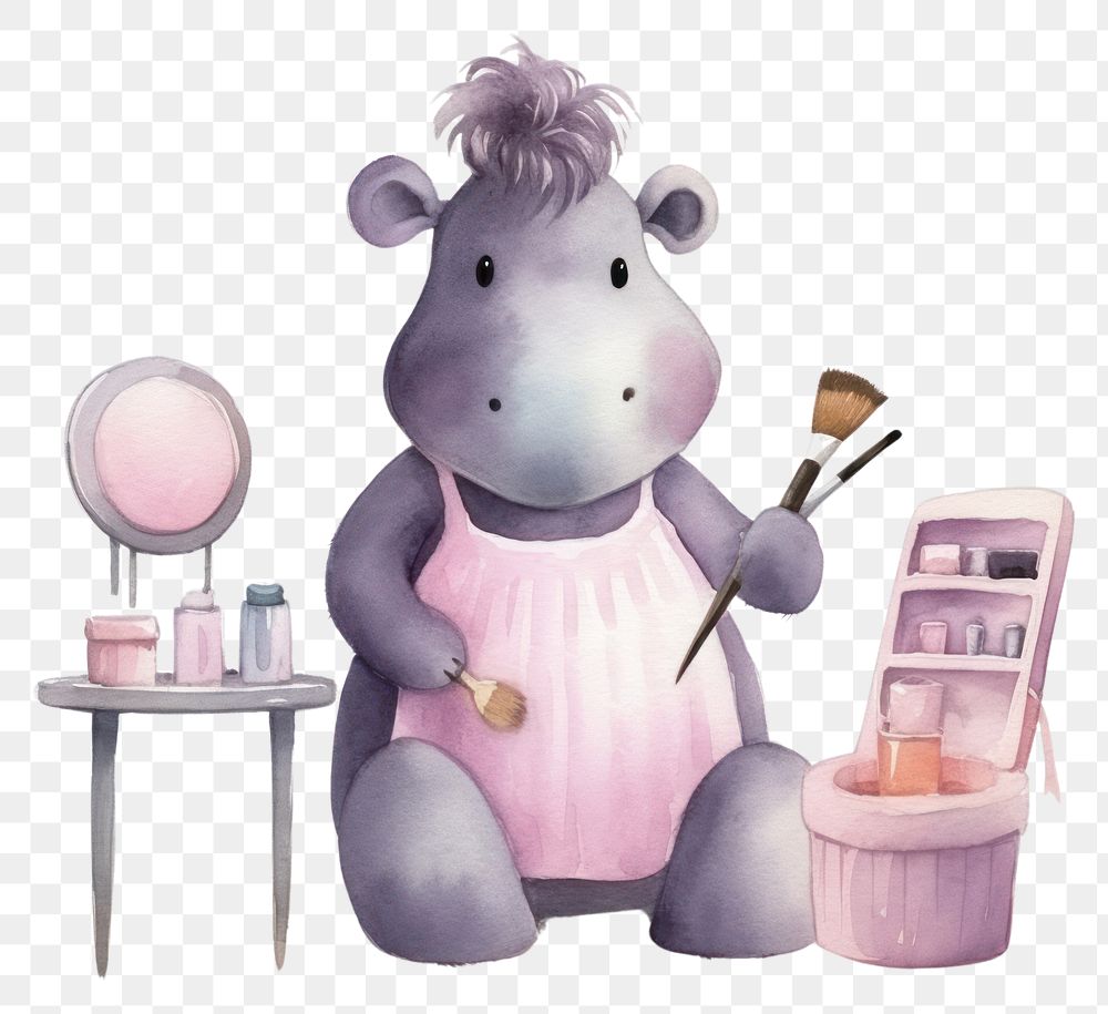 PNG Hippo character cartoon toy white background. AI generated Image by rawpixel.
