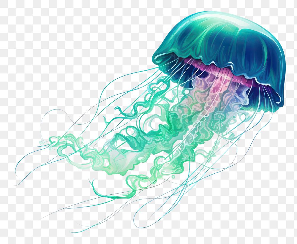 PNG Jellyfish drawing animal white background. AI generated Image by rawpixel.