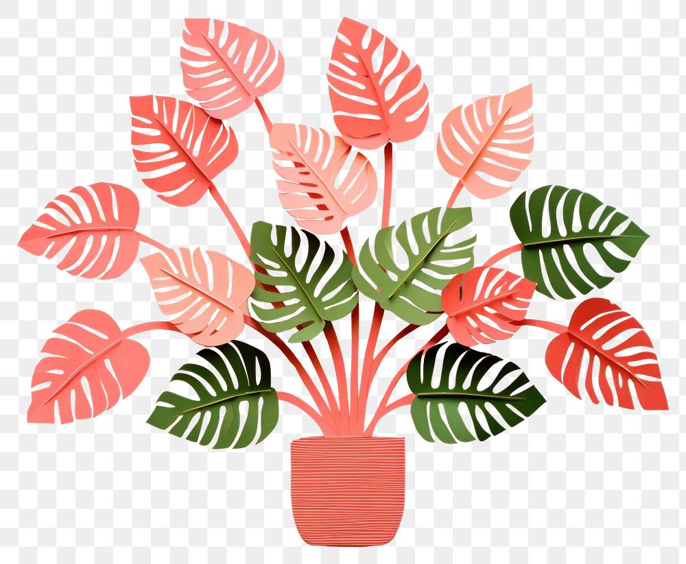 PNG Houseplant paper leaf art. 