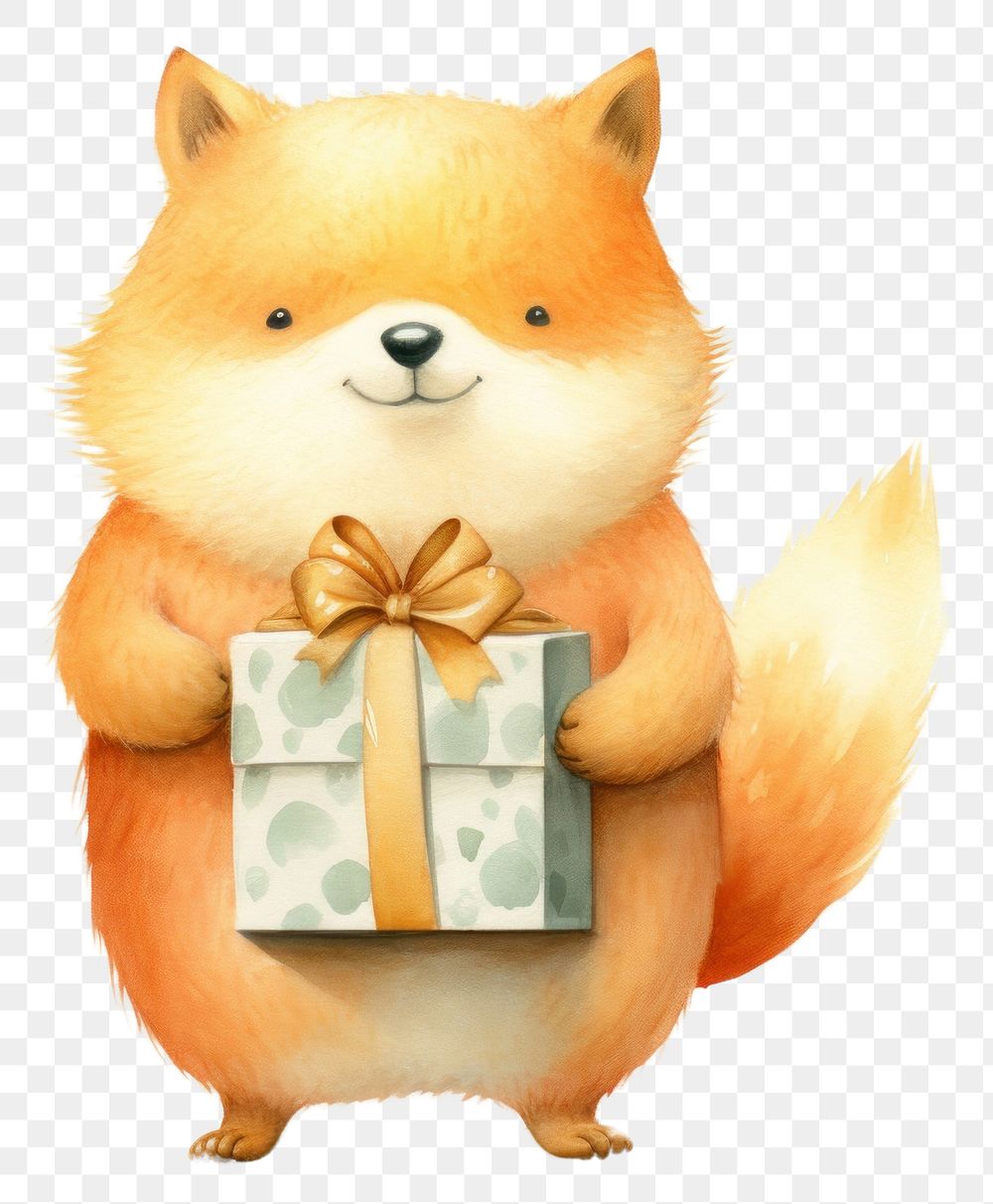 PNG Fox holding a gift boxs mammal animal rodent. AI generated Image by rawpixel.