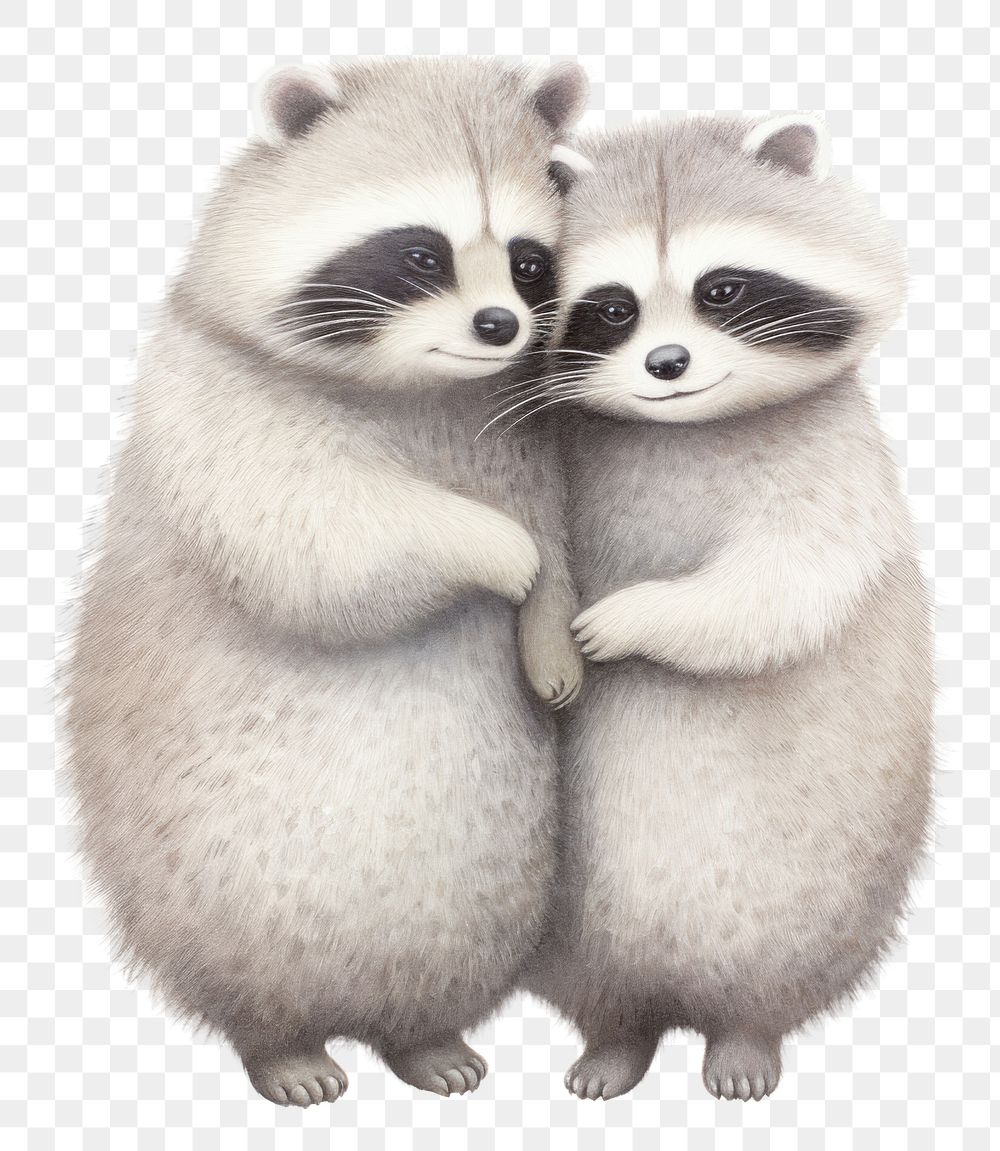 PNG Couple raccoon hugging wildlife animal mammal. AI generated Image by rawpixel.