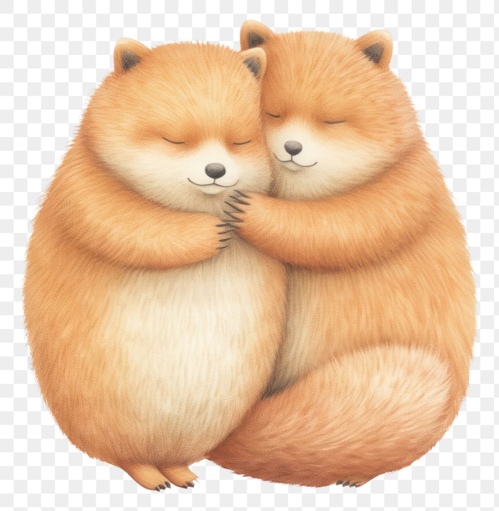 PNG Couple fox hugging mammal animal rodent. AI generated Image by rawpixel.