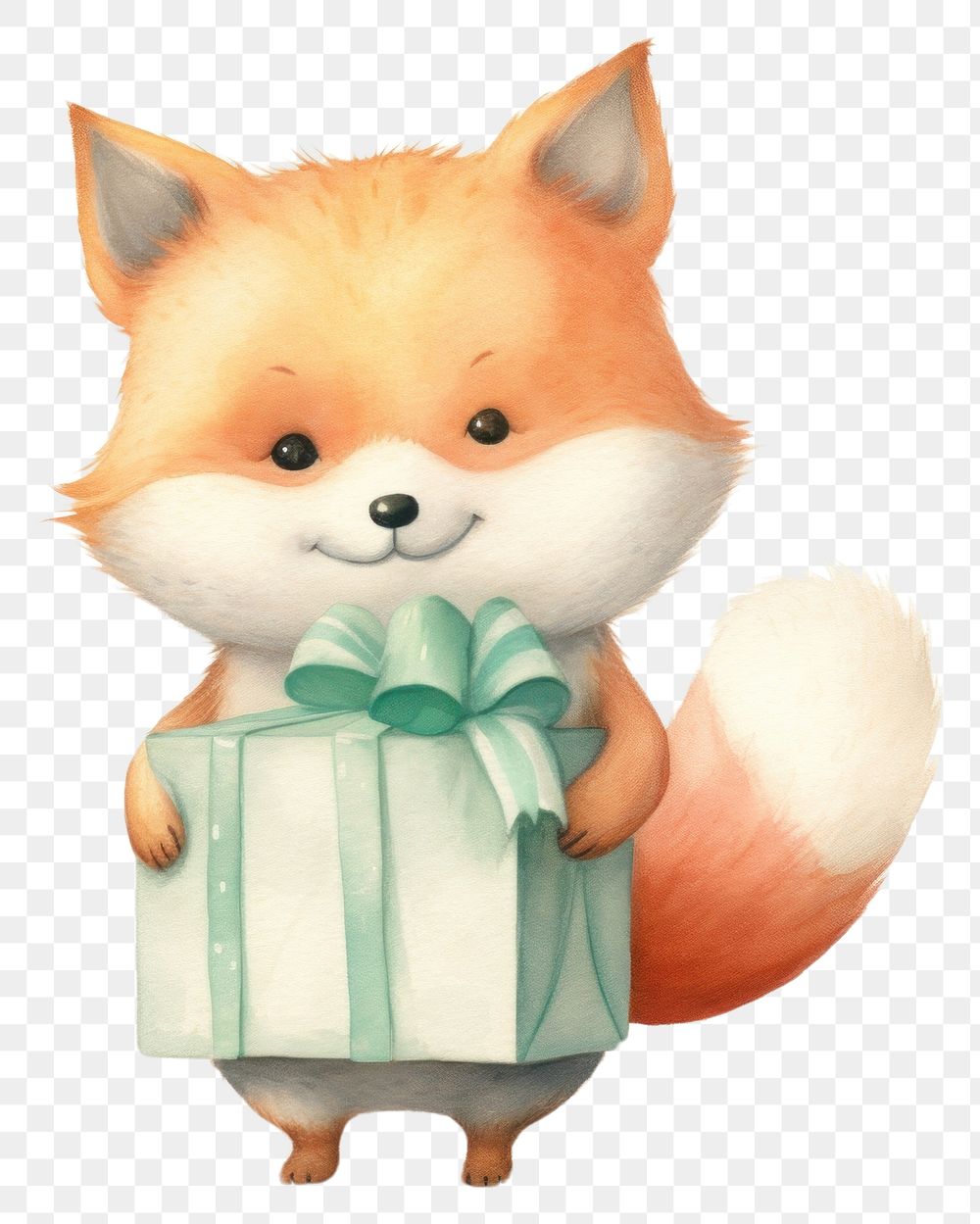 PNG Fox holding a gift boxs mammal cute celebration. AI generated Image by rawpixel.