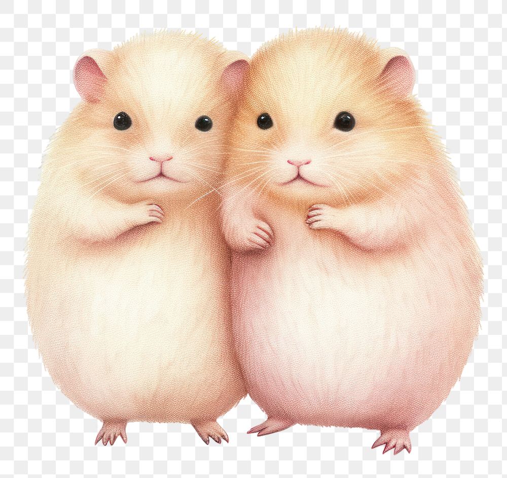 PNG Couple hamster hugging rat rodent animal. 