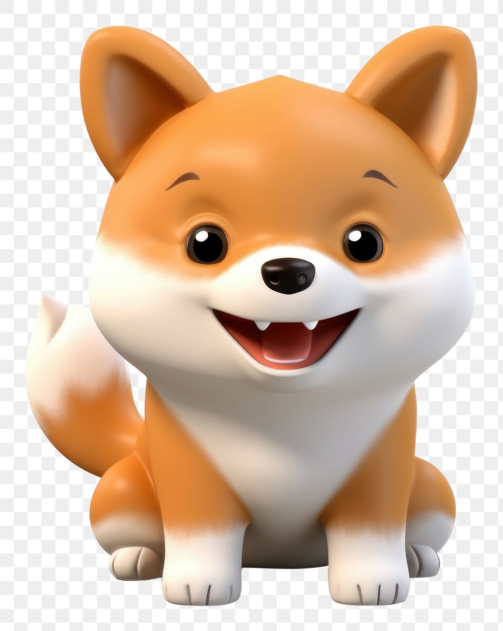 PNG 3d cartoon shiba mammal animal toy. AI generated Image by rawpixel.